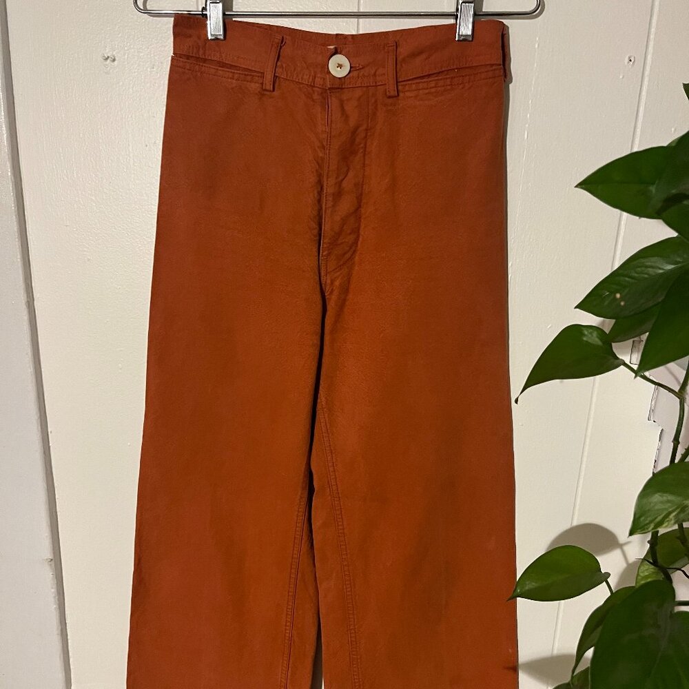 Jesse Kamm Wide Leg Jeans in Rust Orange